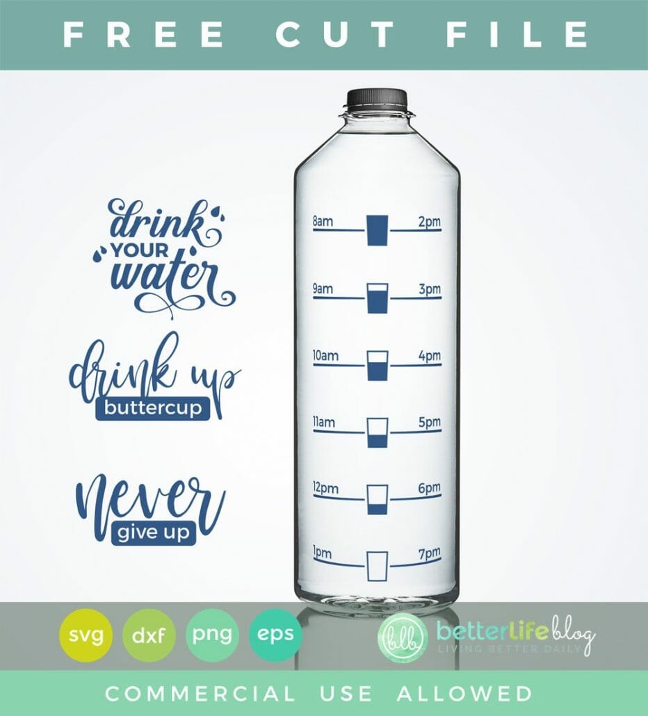 Download (Free Cut File) Water Bottle SVG DXF - Better Life Blog