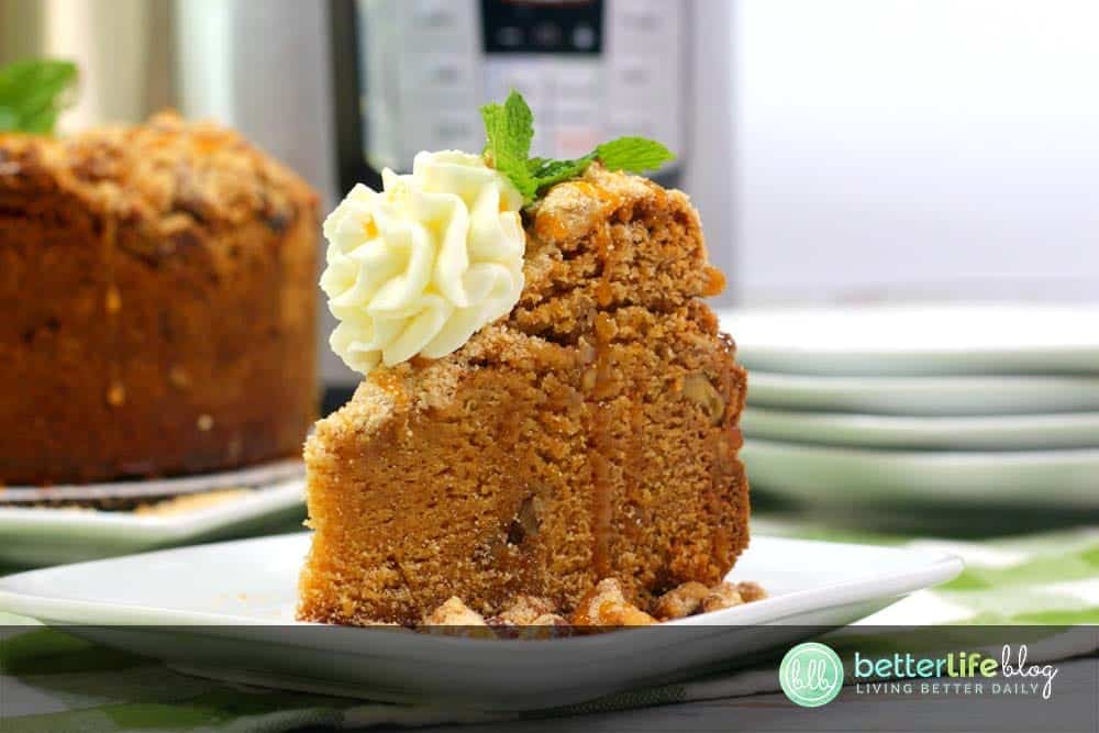 This Instant Pot Spanish Coffee Cake is the perfect accompaniment to your favorite cup of Joe. Learn how to make this easy coffee cake in your IP - it’s perfectly topped with a walnut streusel and has the most delicious flavor profile!