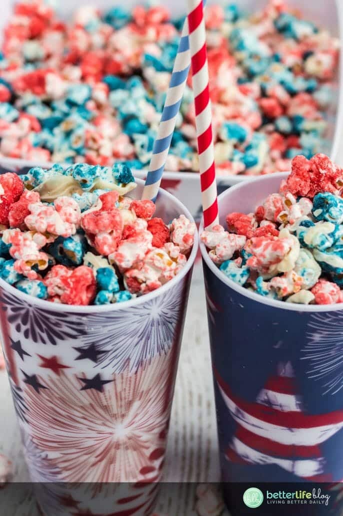 This Patriotic Popcorn is bright, colorful and delicious - it seriously makes the perfect snack for the Fourth of July! Why not treat your family with this sweet treat that boasts our nation’s beautiful colors?!