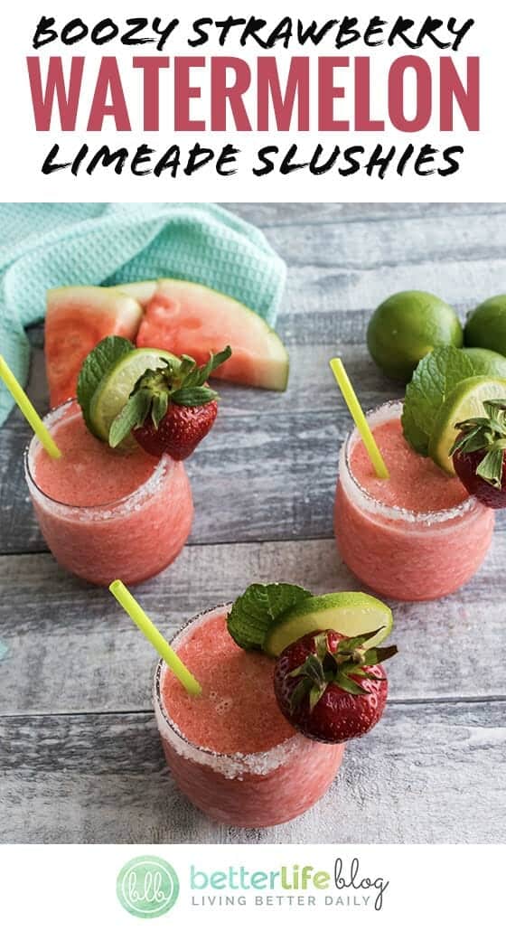 A delicious boozy drink filled with fresh strawberries and watermelon. Cheers!