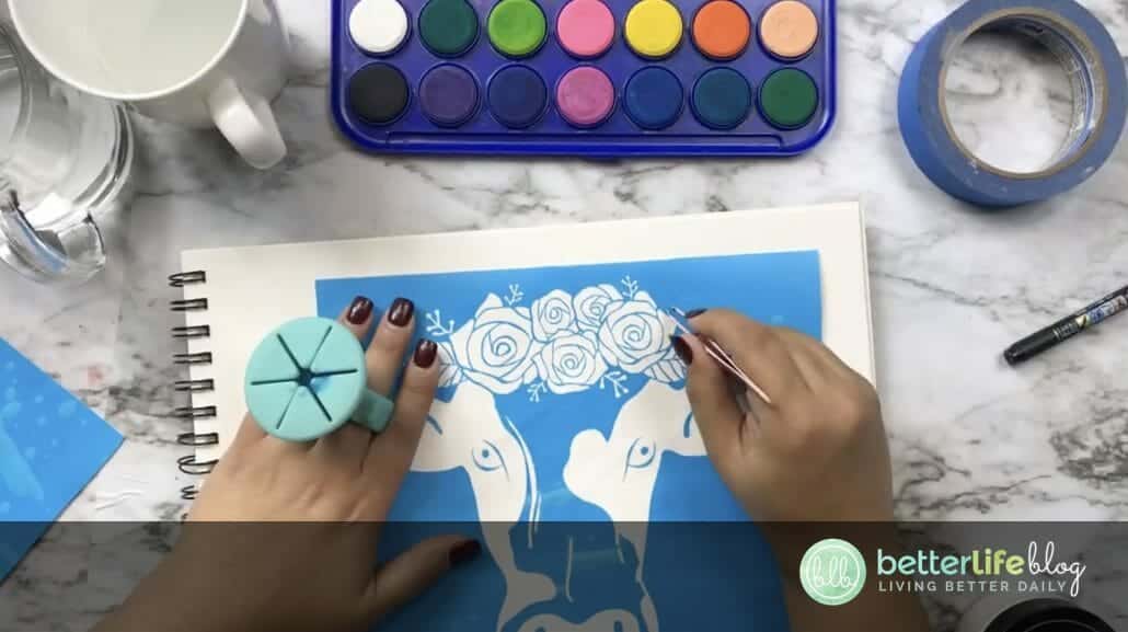 Abstract acrylic painting for kids using a vinyl stencil!