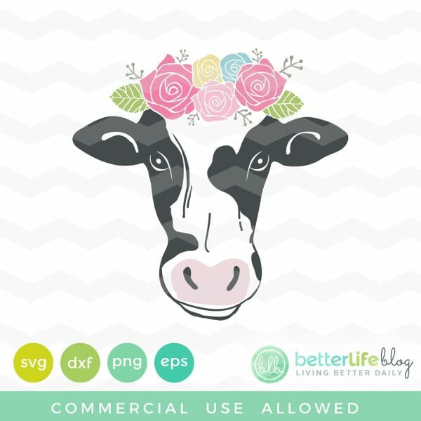 Cow with Floral Crown SVG