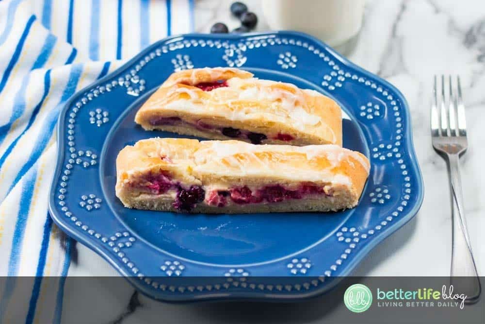This Fresh Berry Cheese Danish is full of flavor with every bite. Filled with a generous amount of cream cheese and berries, your family will be impressed that you whipped it up yourself.
