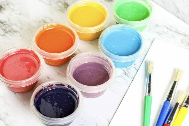 Never buy paint again! This DIY Paint only takes 4 ingredients to make. You’ll love it because it’s 100% safe for your kids to use. Your little ones will love it for its vibrant colors and because it’s so fun to use!