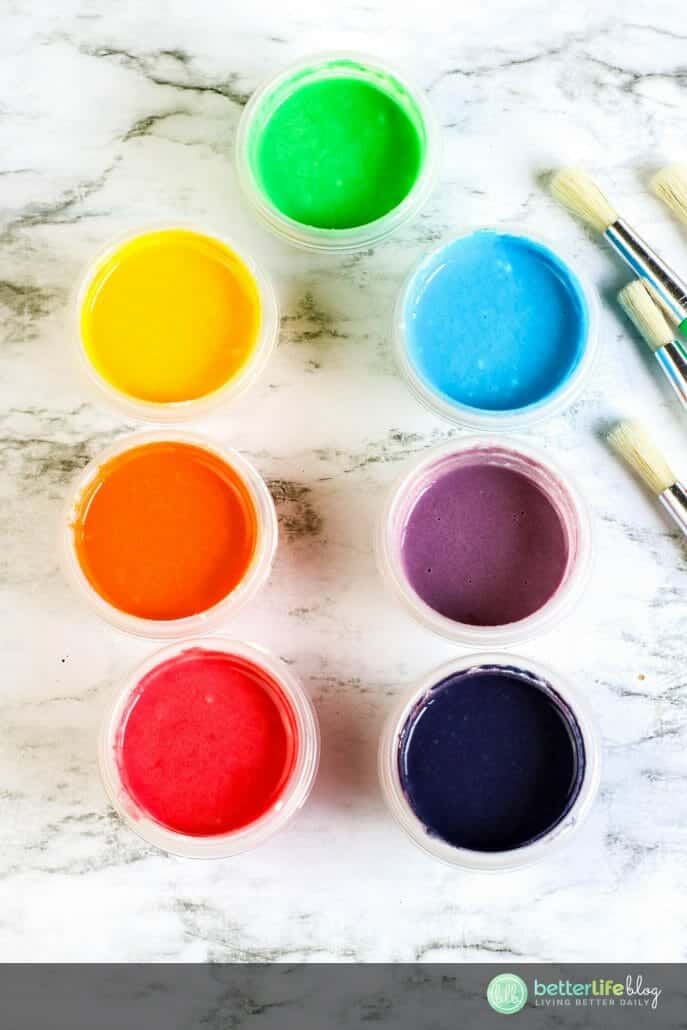 Never buy paint again! This DIY Paint only takes 4 ingredients to make. You’ll love it because it’s 100% safe for your kids to use. Your little ones will love it for its vibrant colors and because it’s so fun to use!