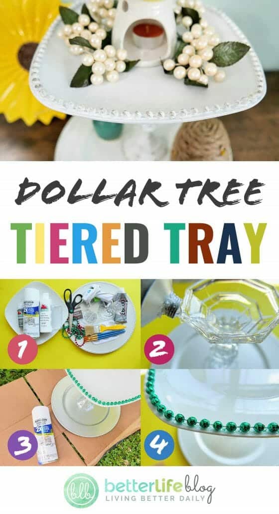 This Dollar Tree Tiered Tray has a beautiful, rustic feel - giving my living room that touch of vintage elegance I always wanted. You wouldn’t even believe that it’s made with products from my local Dollar Tree - and a 100% DIY project. Check out how I made it!