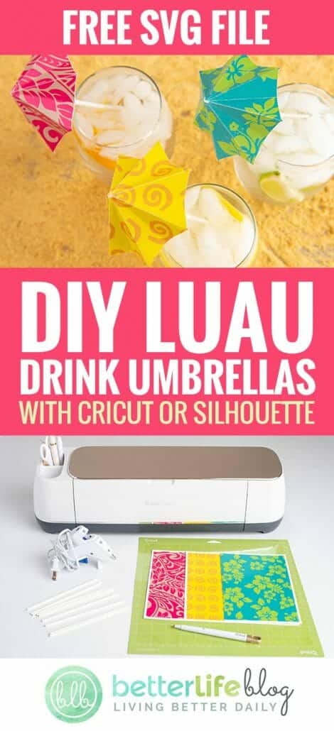 This paper DIY is one for the books! Use your Cricut machine to make these colorful Luau Parasol Drink Umbrellas. They’ll give your signature cocktail tons of character. Plus, they’re the perfect addition to any Hawaiian-themed party!