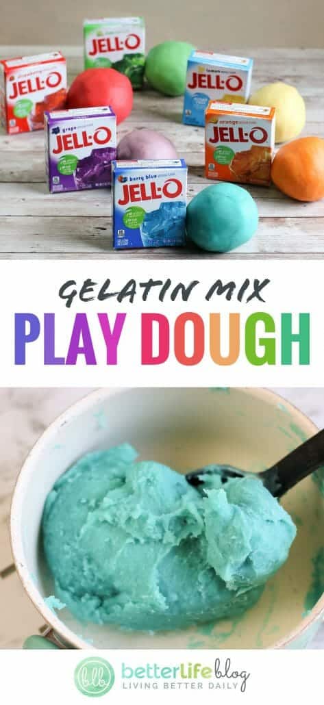 This Homemade Jello Playdough contains six simple ingredients and is really easy to make! You can have tons of fun choosing your color depending on the Jello flavor you decide to use. Your kiddo will absolutely love making this DIY with you.