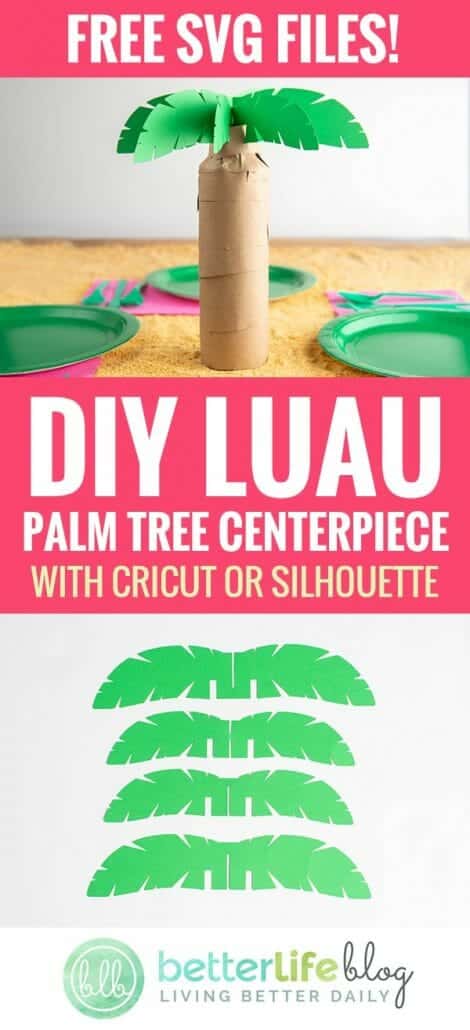 Here’s another Cricut craft for the books! My Palm Tree Luau Centerpiece is adorable, full of color and SO easy to put together. Today, I’m providing you with free SVG files and all the instructions to make a Palm Tree Centerpiece of your very own.