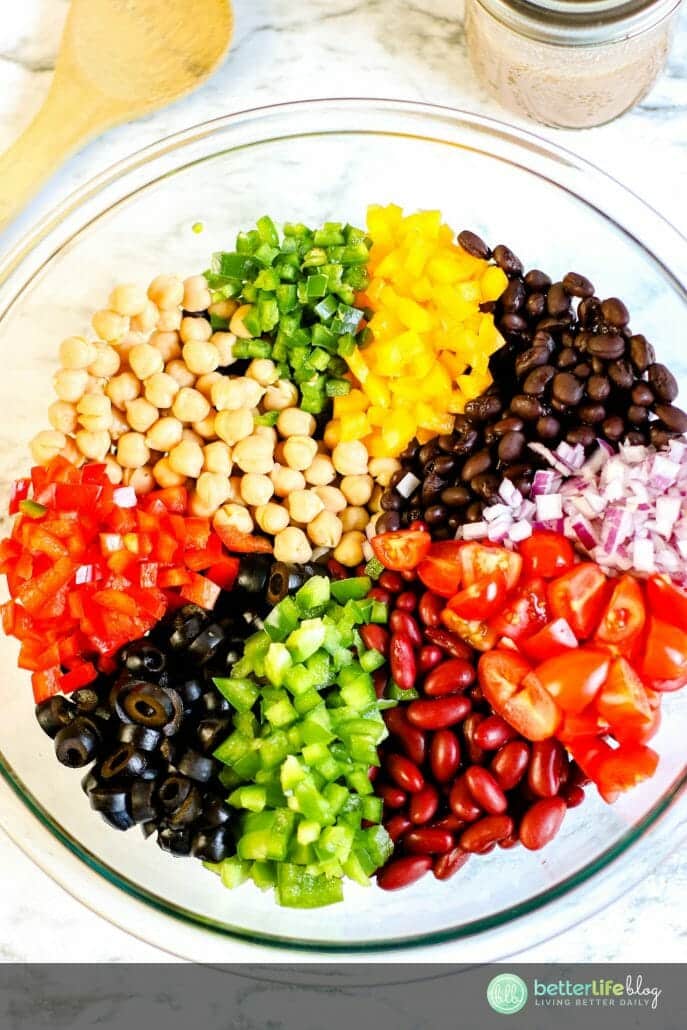 This Rainbow Bean Summer Salad is quick and easy to make. It makes for the perfect side, especially on a hot summer day. It’s absolutely refreshing and has tons of flavor to it.