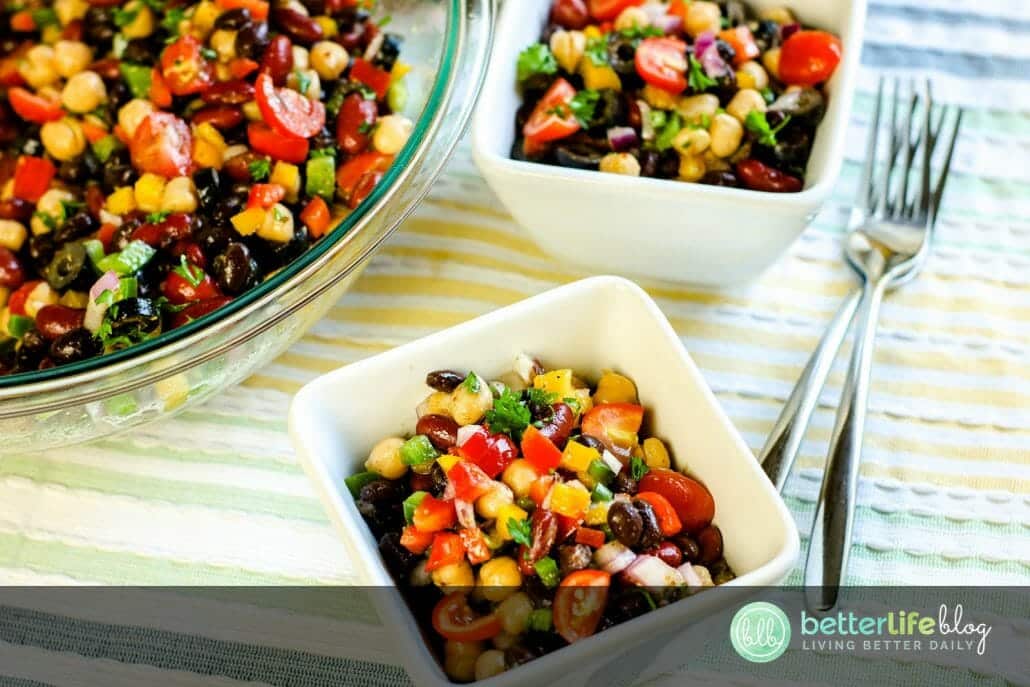 This Rainbow Bean Summer Salad is quick and easy to make. It makes for the perfect side, especially on a hot summer day. It’s absolutely refreshing and has tons of flavor to it.