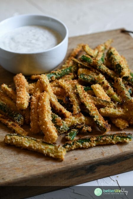 Oven Baked Zucchini Fries with Avocado Ranch Dip - Better Life Blog