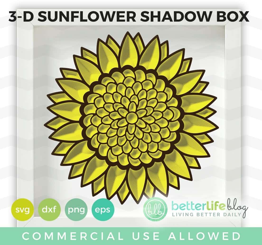 3D Sunflower Shadow Box SVG Cut File - Better Life Blog