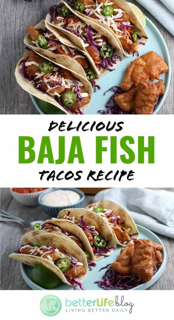 Baja Fish Tacos Recipe - make Taco Tuesday even more special with this mouthwatering homemade fish taco recipe. They’re fried with a homemade batter and drizzled with a homemade fish sauce. So much flavor and SO delish!