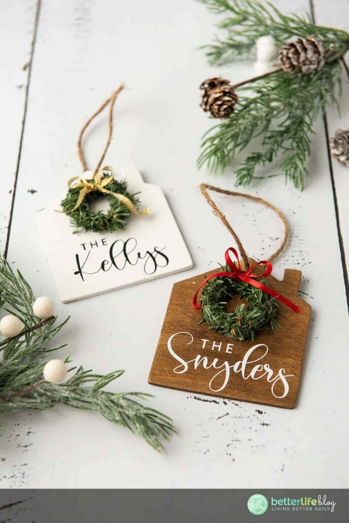 Today, I am showing you how to make the most adorable ornaments with Cricut. These Christmas ornaments make for a great gift. They also have a farmhouse/rustic feel to them, elevating the look of your holiday setup.