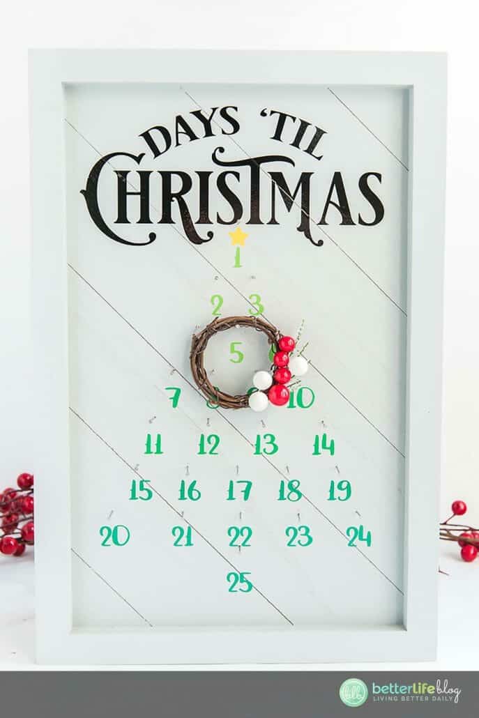 My Christmas Countdown Sign is absolutely gorgeous. My tutorial comes with a free SVG file so that you can put one together yourself in no time!