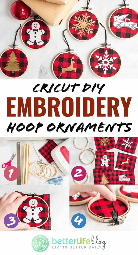 Holiday Cricut DIY: These Cricut Empbroidery Hoop Ornaments make for the most elegant addition to your Christmas tree. Check out our easy tutorial - complete with photos and step-by-step instructions!