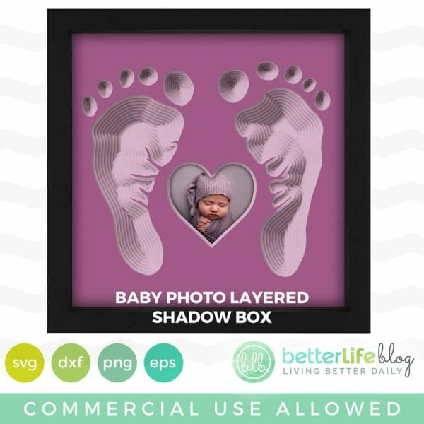 Baby Footprints Shadow Box SVG Cut File