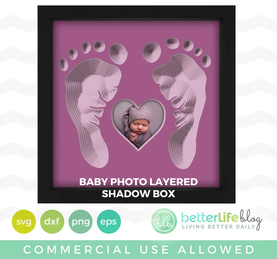 Baby Footprints Shadow Box SVG Cut File - Better Life Blog