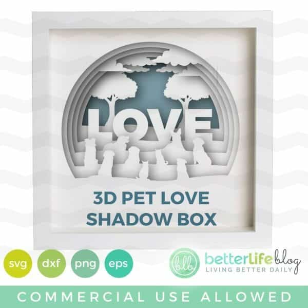 3D Pet Love Shadow Box SVG Cut File
