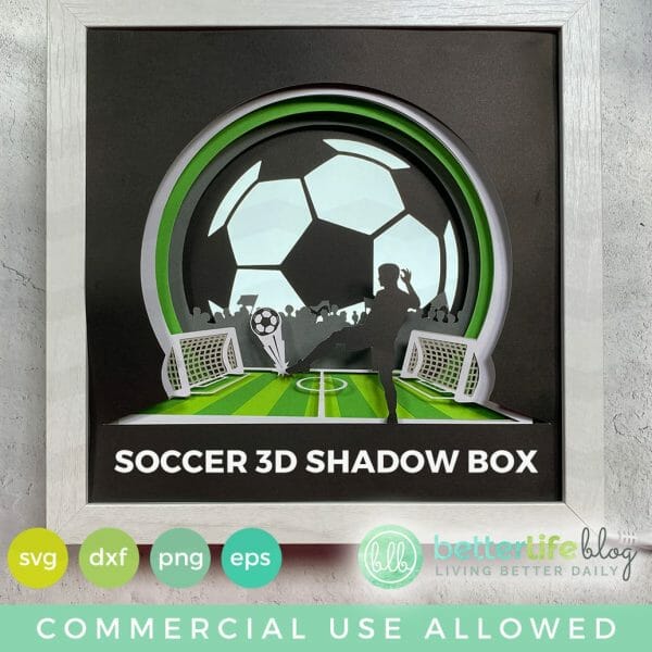 Soccer Player Shadow Box SVG Cut File