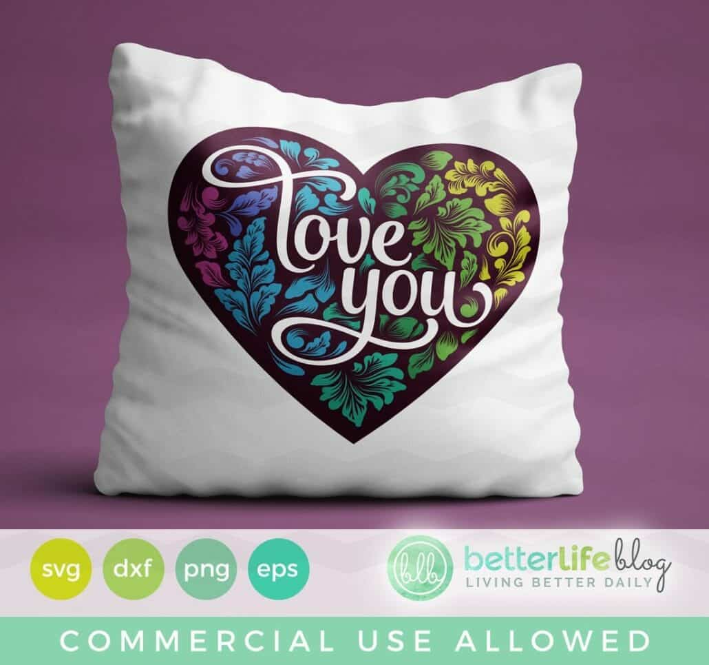 Love You Decorative Heart SVG Cut File