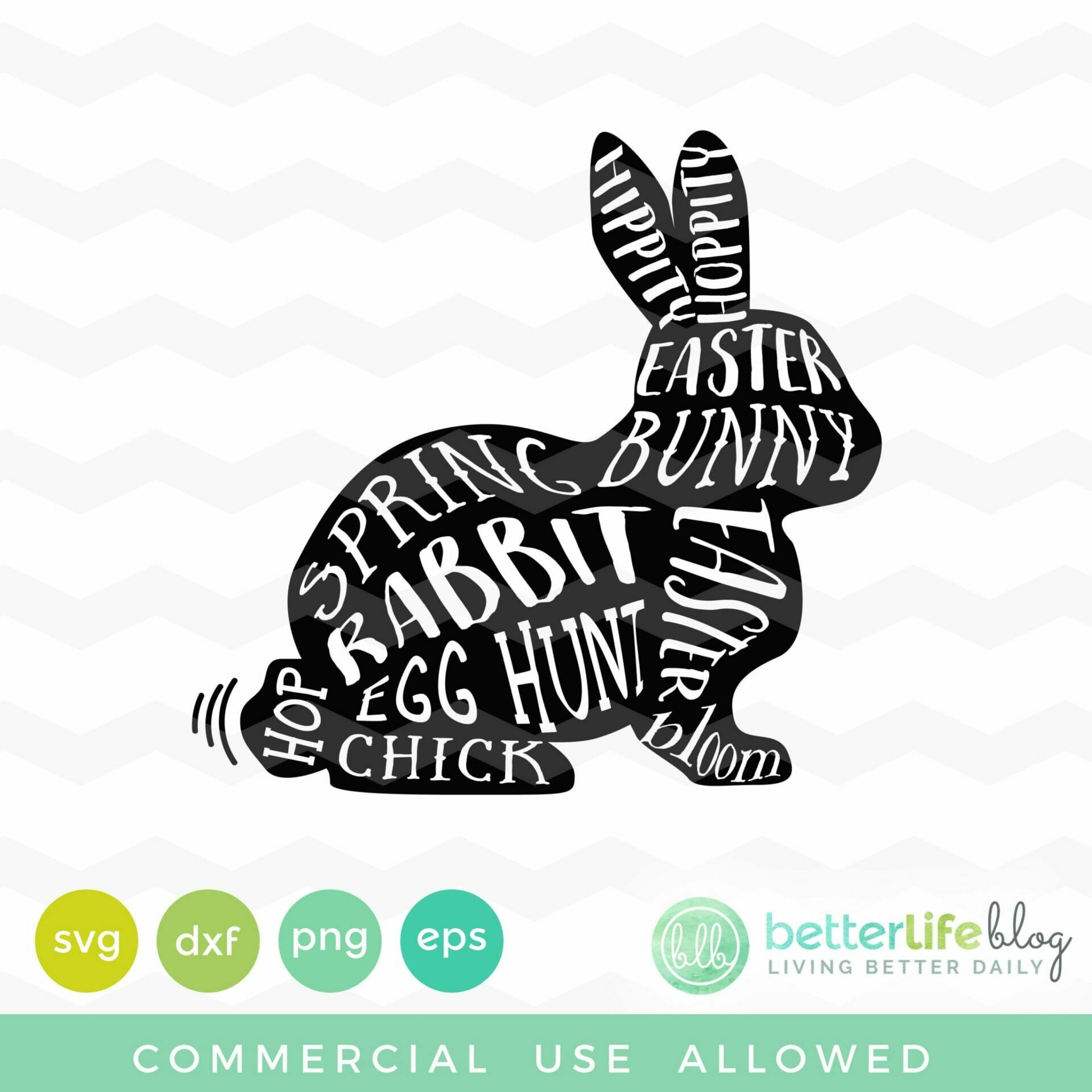 Bunny Word Art - Spring SVG - Better Life Blog