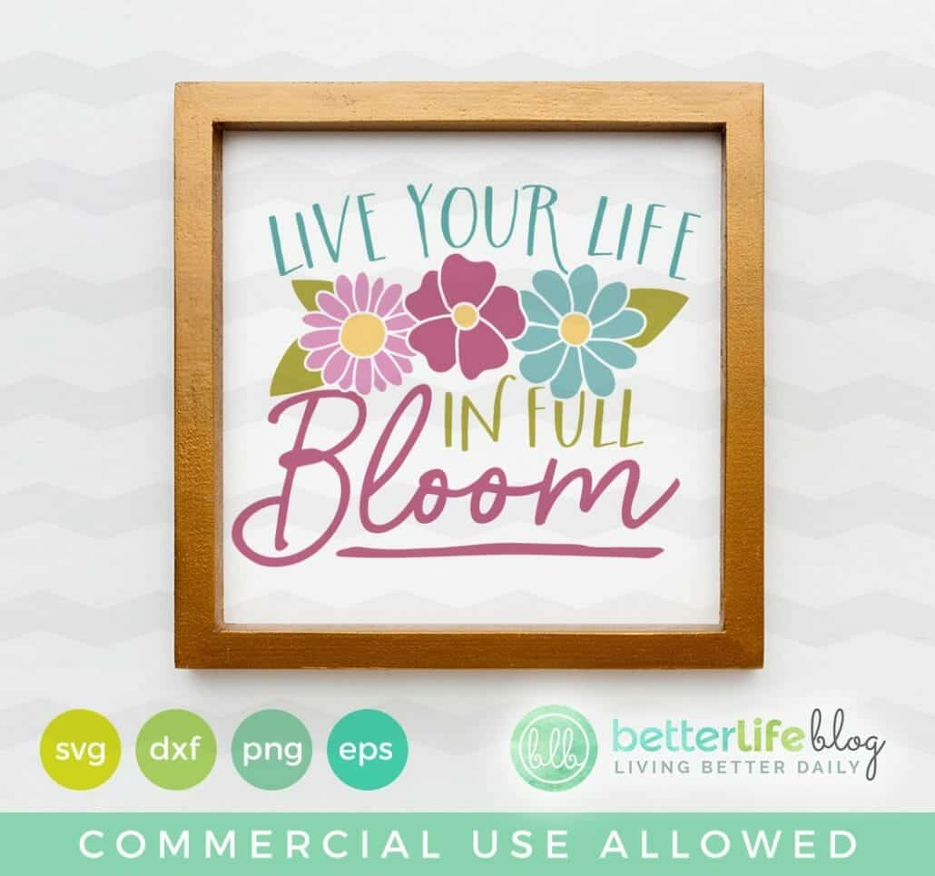 Live Your Life In Full Bloom SVG Cut File