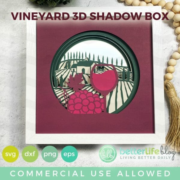 Vineyard 3D Shadow Box SVG Cut File