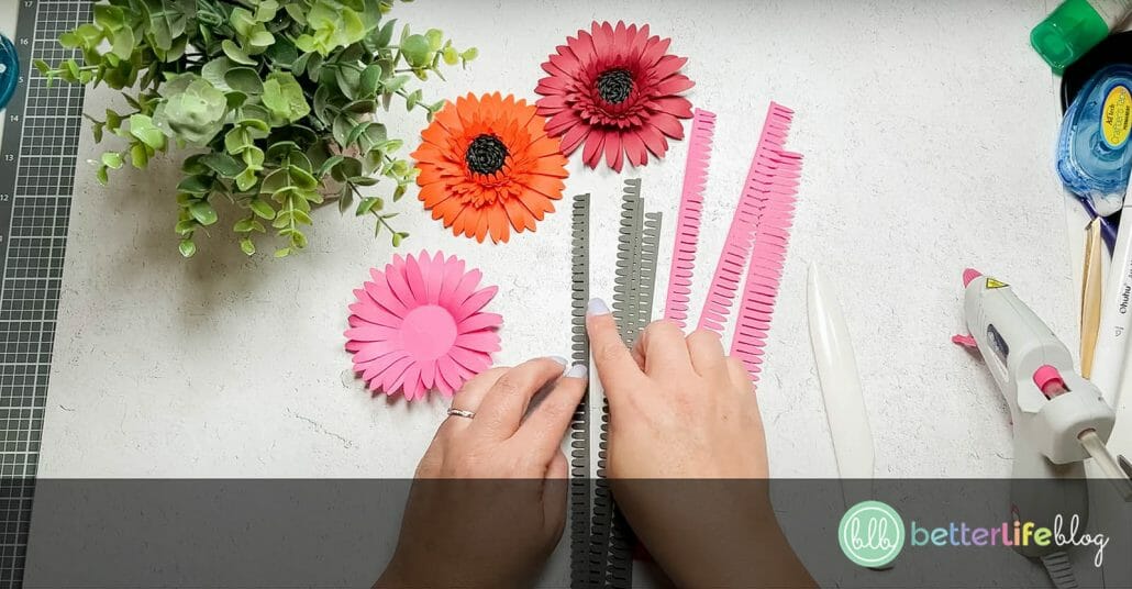 Showing cardstock pieces to make Cricut Paper Flowers