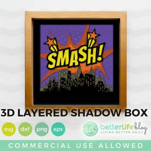 Comic Shadow Box SMASH SVG Cut File