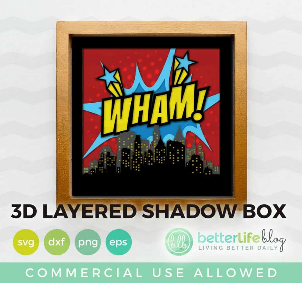 Comic Shadow Box WHAM SVG Cut File