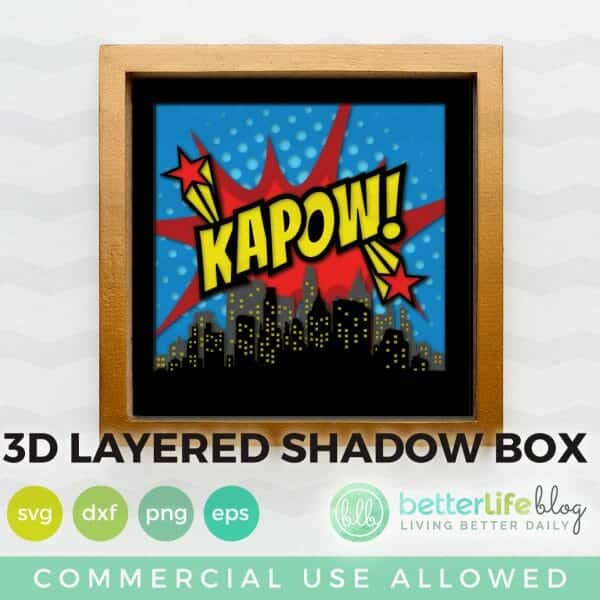 Comic Shadow Box KAPOW SVG Cut File