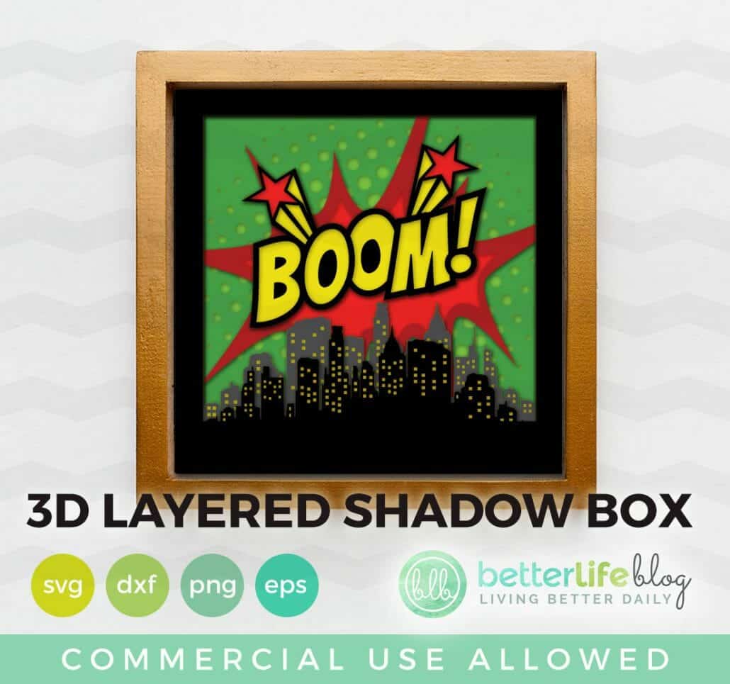 Comic Shadow Box BOOM SVG Cut File