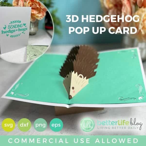 3D Hedgehog Pop Up Card SVG Cut File