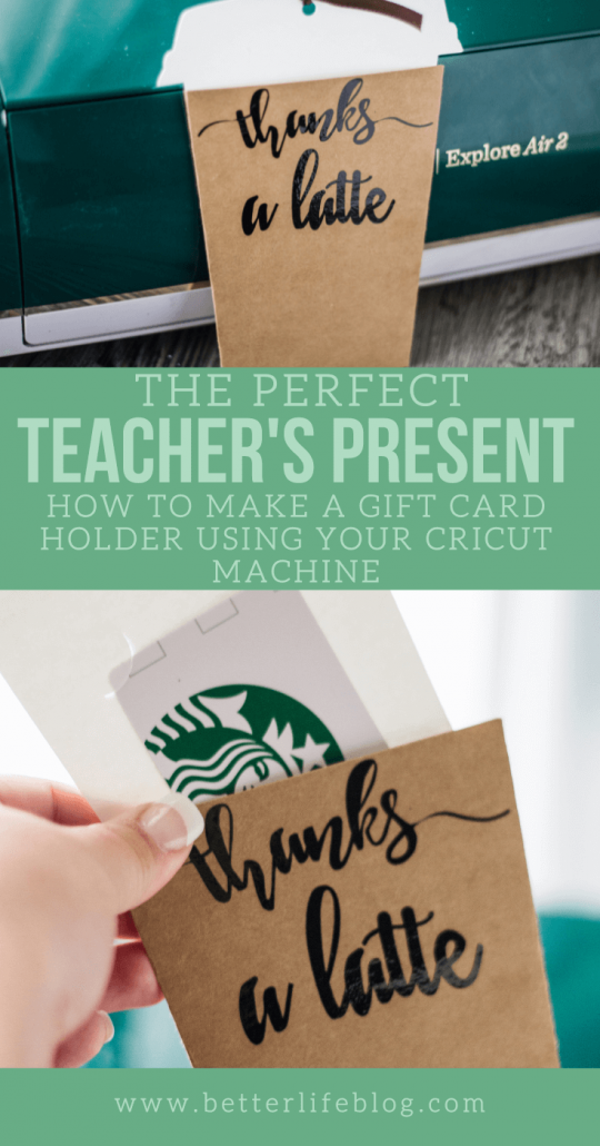 This Coffee Gift Card Holder makes for the perfect gift! Give it your bestie, kids’ teacher, or any of your loved ones! Who can say no to a gift card to their favorite café? Plus, this blog post gives you access to my Coffee Gift Card Holder SVG file!