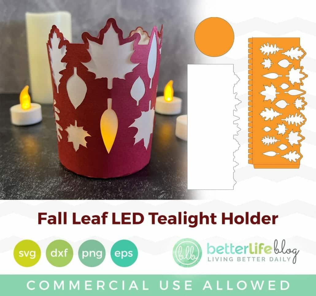 Fall Leaf LED Tealight Holder SVG Cut File