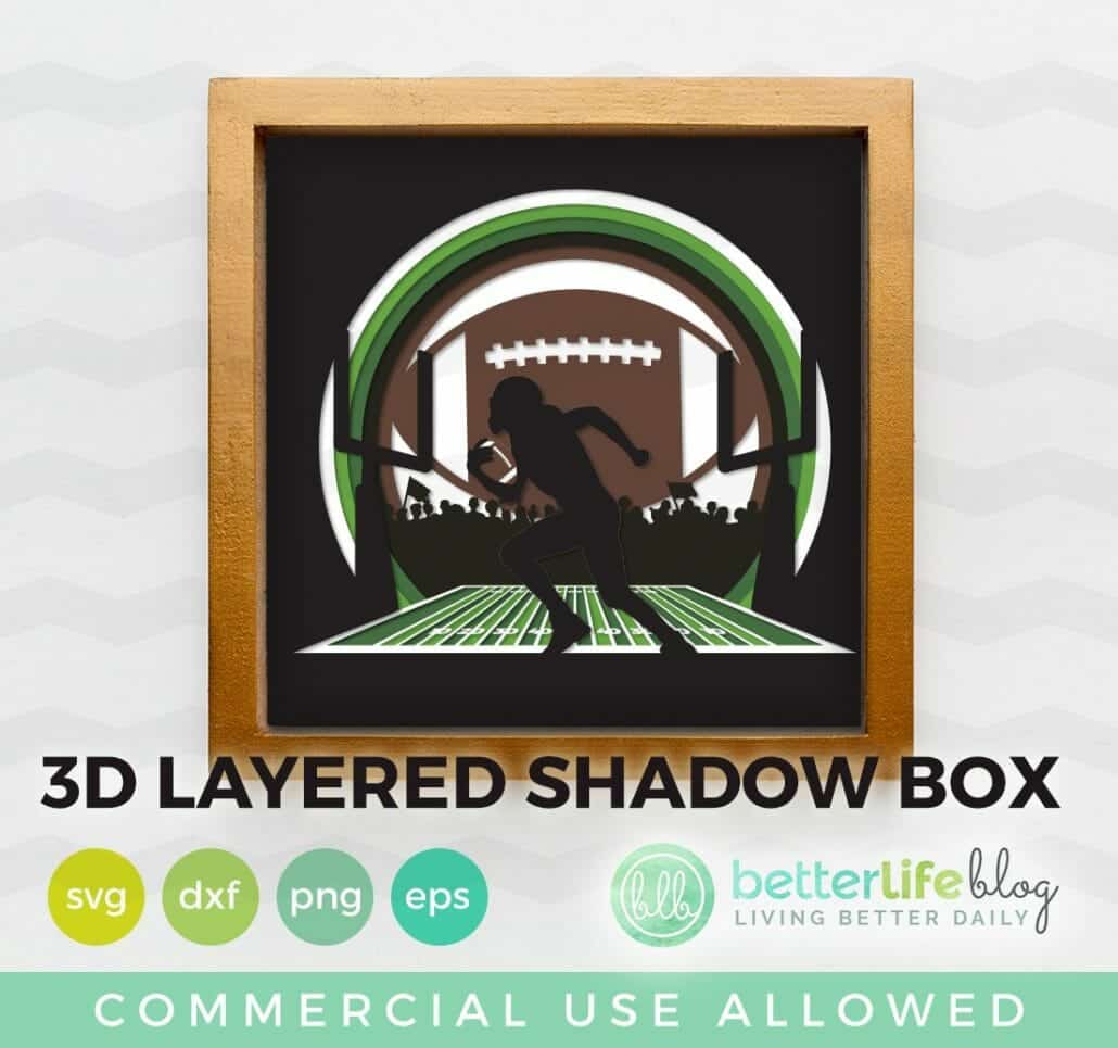 Football Shadow Box SVG Cut File