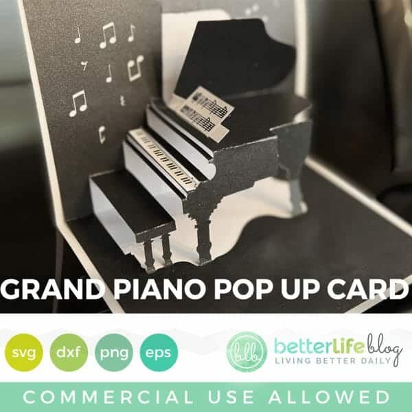 Grand Piano Pop Up Card SVG Cut File