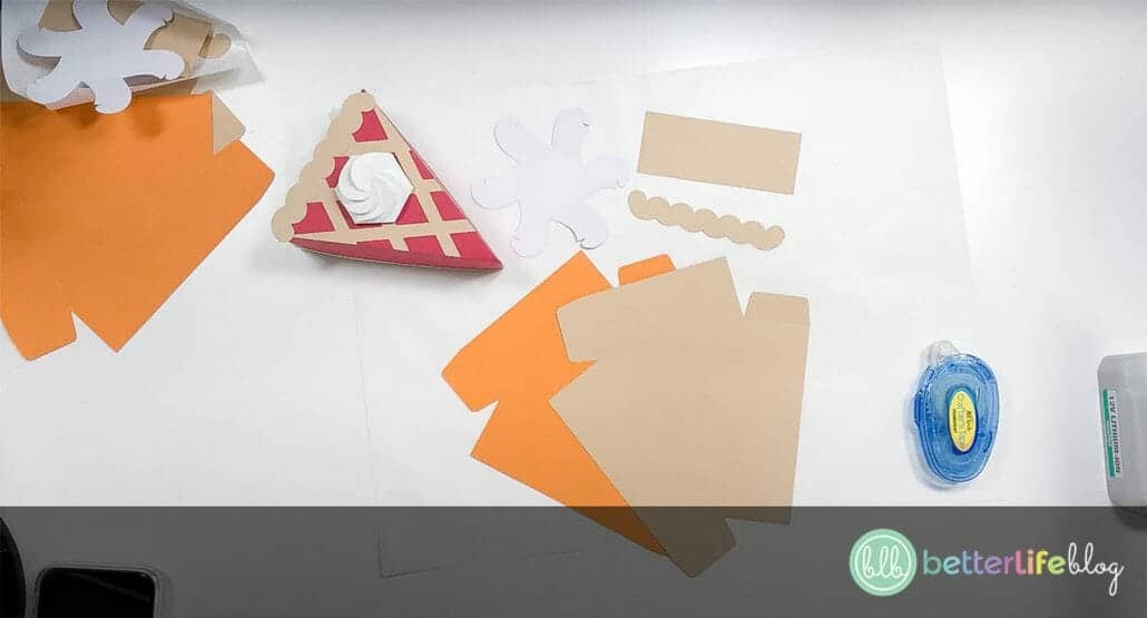 Cardstock pieces required to make Cricut Pie Slice Box DIY