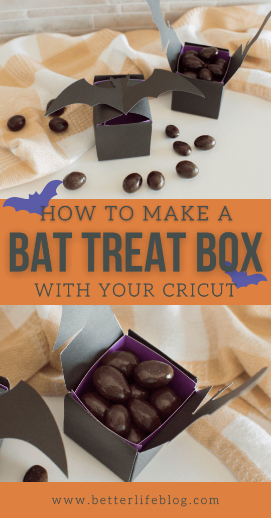 Ladies and gents: I am SO proud to share with you this AMAZING Cricut Halloween idea: a Bat Treat Box! This DIY treat box is perfect for placing your sweet Halloween treats!