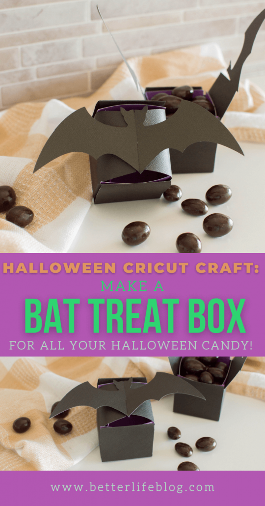 Learn how to make a Bat Treat Box with some cardstock and your Cricut machine! This is one of my favorite Halloween Cricut projects!