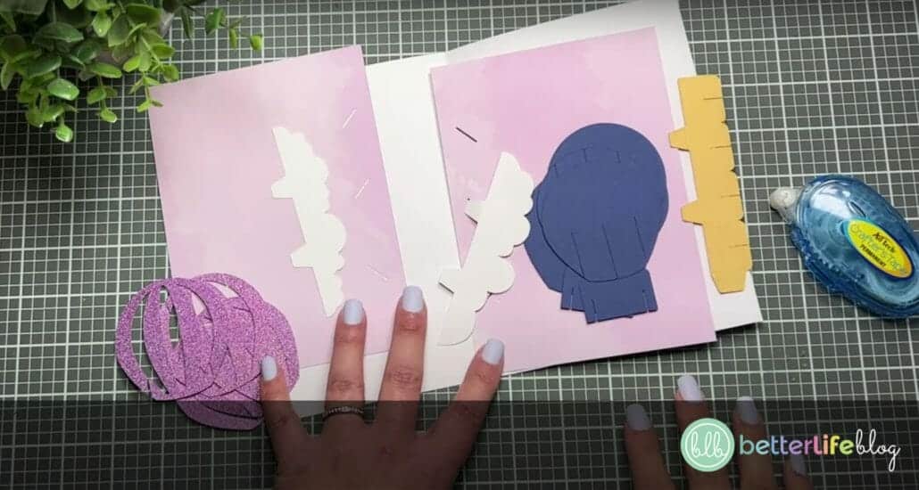 Pieces cut out of cardstock to make a Hot Air Balloon Pop-Up Card