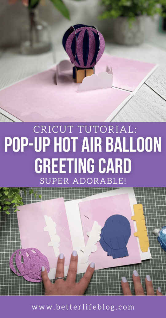 This Hot Air Balloon Pop-Up Card is absolutely adorable and makes for a great gift for birthdays, graduations, and so many more special events! This Cricut pop-up card tutorial is SO easy that even a beginner crafter can try it out!