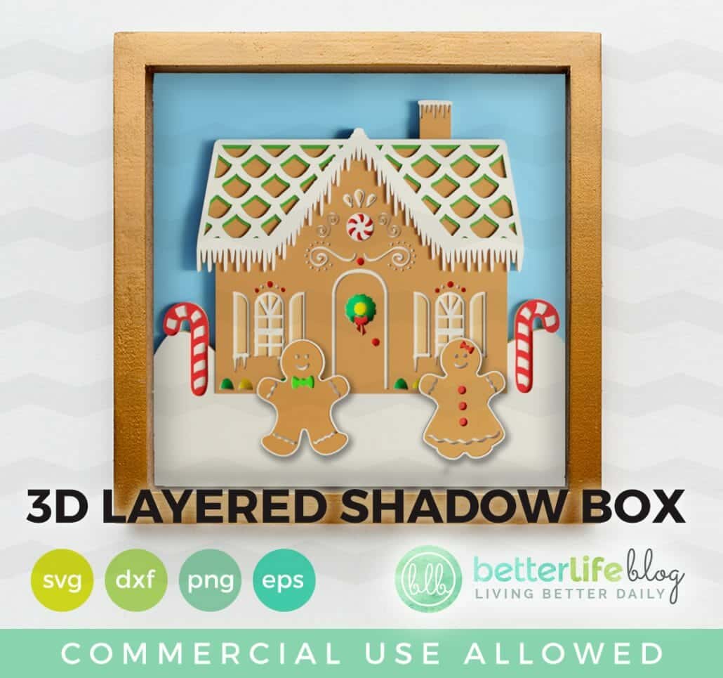 3D Layered Gingerbread Shadow Box SVG Cut File