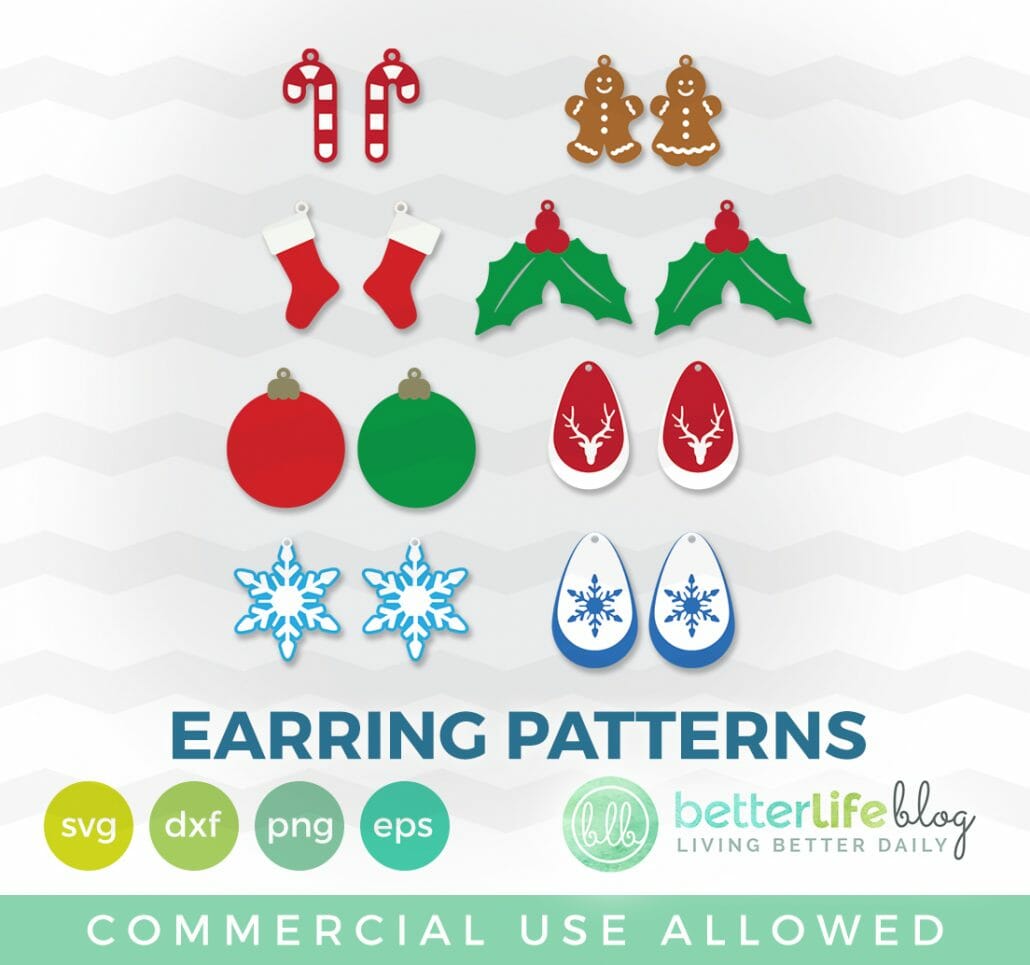 Christmas Earrings SVG Cut File