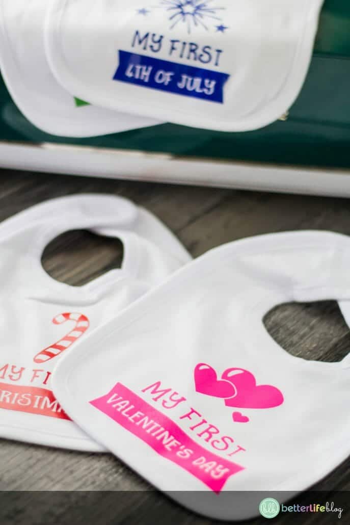 Looking for a great baby shower present? Why not make something?! These “First Holidays” bibs are just absolutely adorable and SO easy to whip-up.