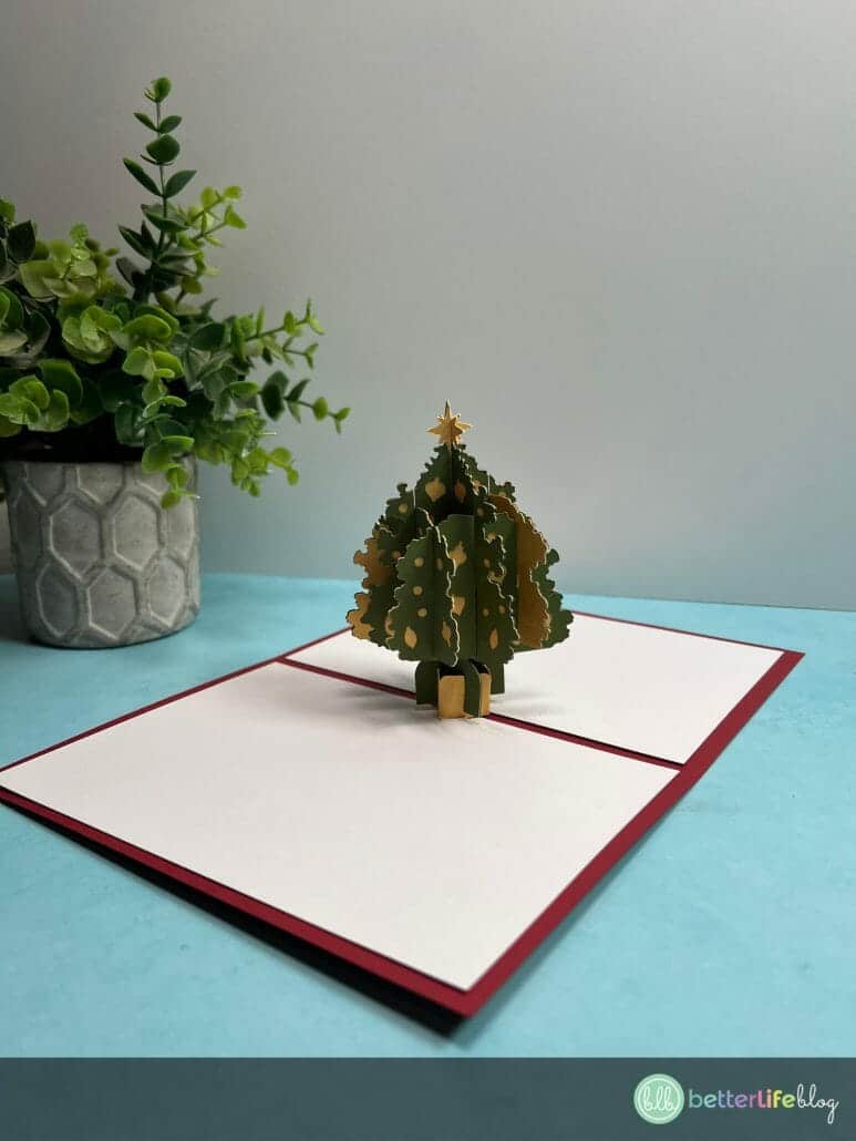 This Christmas Tree Pop-Up Card is a sweet way to send beautiful messages to your loved ones this year. Get started on your card-making with our Cricut Pop-Up Card SVG – appropriately themed for the holidays, no less!
