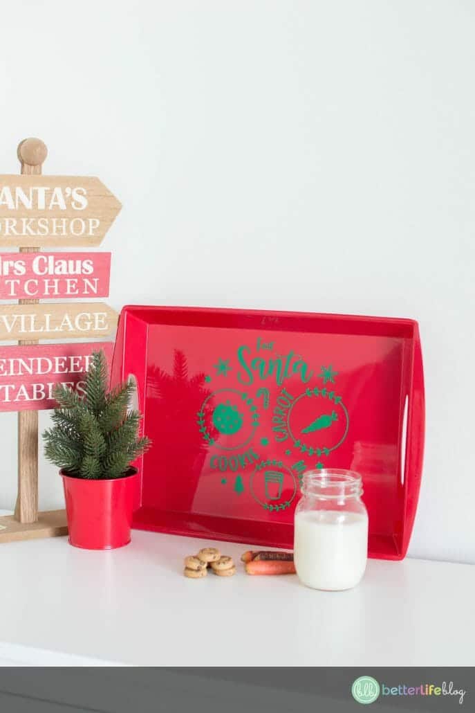 Spoil Santa as much as he spoils us with this Cookies for Santa Plate DIY! It sections off the plate so that you can present his cookies, carrots and milk in the cutest way possible!