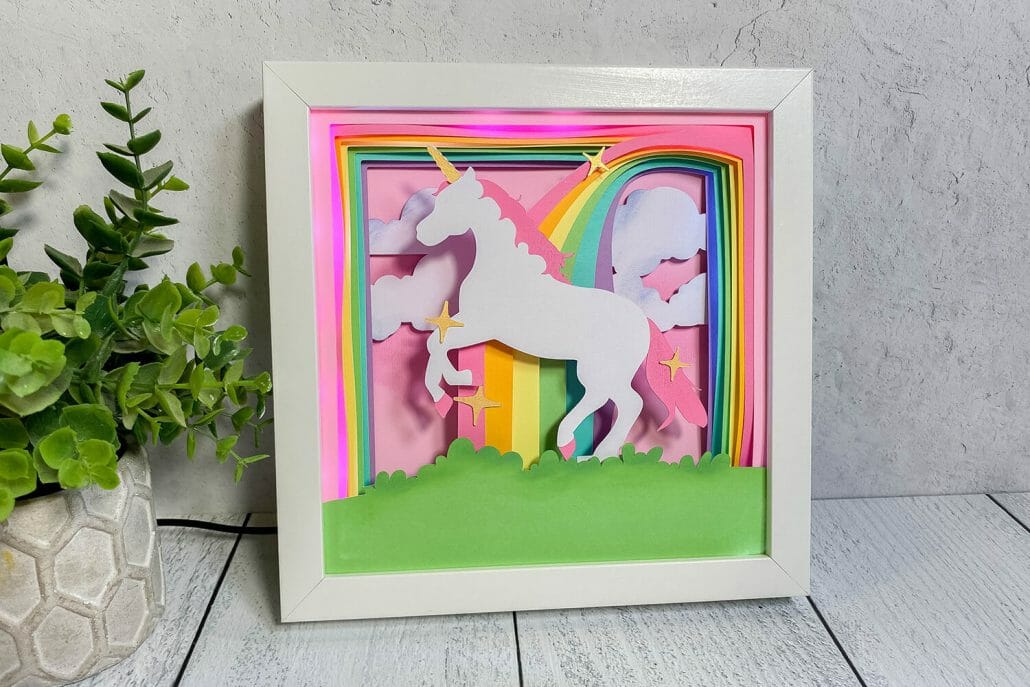 Unicorn décor can find its way in any home – no matter what your style! Learn how to make this beautiful Unicorn Shadow Box with the help of our Unicorn Cricut template and our easy-to-follow step-by-step instructions.